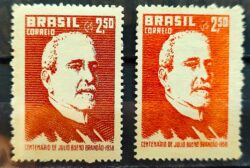 C 417 Selo Centenario Julio Bueno Brandao Minas Gerais 1958 Varieade de Cor