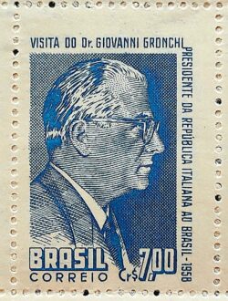 C 421 Selo Visita do Presidente Giovanni Gronchi Italia 1958 1