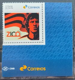 SI 03 Selo Institucional Zico 70 Anos Flamengo Futebol 2023 Vinheta Correios