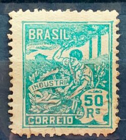 Selo Regular Cod RHM 177 Vovo Industria 50 Reis Sem Filigrana 1920 Circulado 24