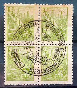 Selo Regular Cod RHM 461 Netinha Petroleo 2 cts Filigrana Q Trigo 1947 Quadra CBC Passo Fundo RS