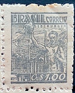 Selo Regular Cod RHM 470 Netinha Siderurgia CrS 1p00 Filigrana Q 1947 2
