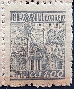 Selo Regular Cod RHM 470 Netinha Siderurgia CrS 1p00 Filigrana Q 1947 4