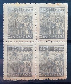 Selo Regular Cod RHM 470 Netinha Siderurgia CrS 1p00 Filigrana Q 1947 Quadra