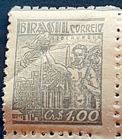 Selo Regular Cod RHM 485 Netinha Siderurgia CrS 1p00 Filigrana Q 1946 1