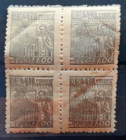 Selo Regular Cod RHM 485 Netinha Siderurgia CrS 1p00 Filigrana Q 1946 Quadra