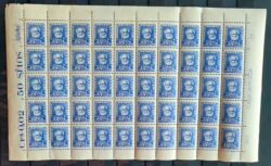 Selo Regular Cod RHM 489 Bisneta Almirante Tamandare Filigrana Q 1954 Folha