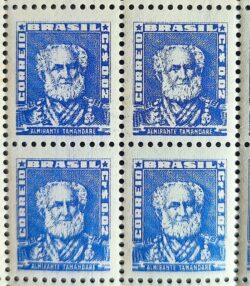 Selo Regular Cod RHM 489 Bisneta Almirante Tamandare Filigrana Q 1954 Quadra