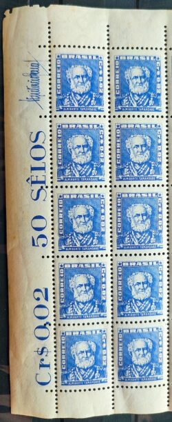 Selo Regular Cod RHM 489 Bisneta Almirante Tamandare Filigrana Q 1954 Vinheta Preco