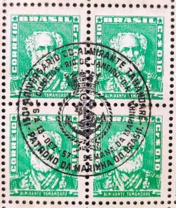 Selo Regular Cod RHM 491 Bisneta Almirante Tamandare Filigrana Q 1954 Quadra CBC RJ