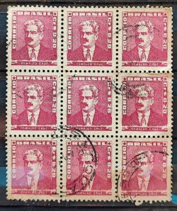 Selo Regular Cod RHM 492 Bisneta Oswaldo Cruz Saude 1954 9 Unidades Circulado 2