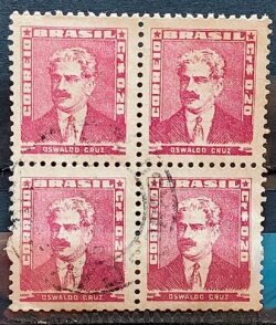 Selo Regular Cod RHM 492 Bisneta Oswaldo Cruz Saude 1954 Quadra Circulado 1