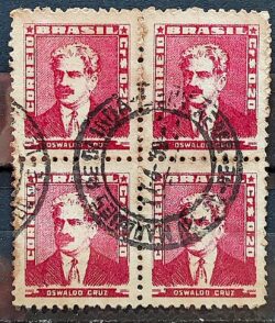 Selo Regular Cod RHM 492 Bisneta Oswaldo Cruz Saude 1954 Quadra Circulado 2