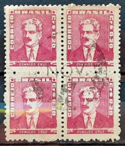 Selo Regular Cod RHM 492 Bisneta Oswaldo Cruz Saude 1954 Quadra Circulado 3