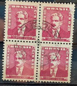 Selo Regular Cod RHM 492 Bisneta Oswaldo Cruz Saude 1954 Quadra Circulado 6