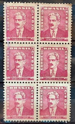 Selo Regular Cod RHM 492 Bisneta Oswaldo Cruz Saude 1954 Sextilha Circulado 3