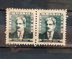 Selo Regular Cod RHM 493 Bisneta Oswaldo Cruz Saude 1954 Dupla Circulado 2
