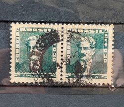 Selo Regular Cod RHM 493 Bisneta Oswaldo Cruz Saude 1954 Dupla Circulado 5