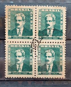 Selo Regular Cod RHM 493 Bisneta Oswaldo Cruz Saude 1954 Quadra Circulado 2