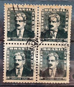 Selo Regular Cod RHM 493 Bisneta Oswaldo Cruz Saude 1954 Quadra Circulado 4