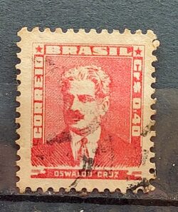 Selo Regular Cod RHM 494a Bisneta Oswaldo Cruz Saude 1954 Circulado 2