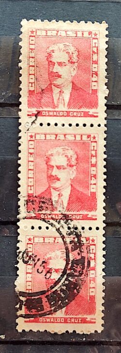 Selo Regular Cod RHM 494a Bisneta Oswaldo Cruz Saude 1954 Terno Circulado 1