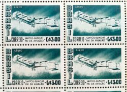 A 80 Selo Aereo Santos Dumont Aviao Aviacao 14 Bis 1956 Quadra