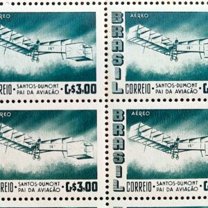 A 80 Selo Aereo Santos Dumont Aviao Aviacao 14 Bis 1956 Quadra