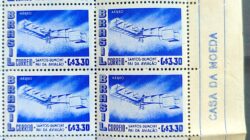 A 81 Selo Aereo Santos Dumont Aviao Aviacao 14 Bis 1956 Quadra Vinheta CMB