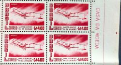 A 82 Selo Aereo Santos Dumont Aviao Aviacao 14 Bis 1956 Quadra Vinheta CMB