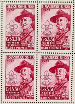 A 85 Selo Centenario Baden Powell Escotismo Escoteiro Chapeu 1957 Quadra