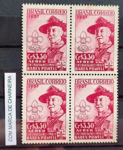 A 85 Selo Centenario Baden Powell Escotismo Escoteiro Chapeu 1957 Quadra MH