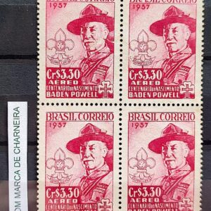 A 85 Selo Centenario Baden Powell Escotismo Escoteiro Chapeu 1957 Quadra MH