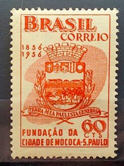 C 375 Selo Centenario da Cidade de Mococa Brasao 1956