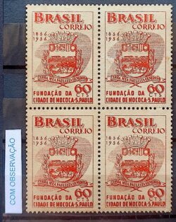 C 375 Selo Centenario da Cidade de Mococa Brasao 1956 Quadra