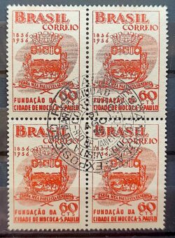 C 375 Selo Centenario da Cidade de Mococa Brasao 1956 Quadra CPD RJ