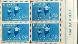 C 376 Selo Jogos Infantis Crianca 1956 Quadra Vinheta CMB