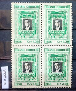 C 384 Selo Congresso de Panama Presidente Juscelino Kubitschek JK 1956 Quadra Sem Goma