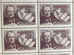 C 387 Selo Centenario da Codificacao do Espiritismo Religiao Mapa Allan Kardec 1957 Quadra