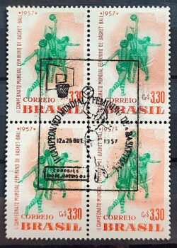 C 393 Selo Campeonato Mundial Feminino de Basquete Mulher 1957 Quadra CBC RJ