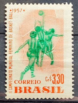 C 393 Y Selo Campeonato Mundial Feminino de Basquete Mulher 1957 Marmorizado