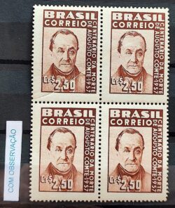 C 395 Selo Centenario Augusto Comte Positivismo Filosofia Personalidade 1957 Com Vinco