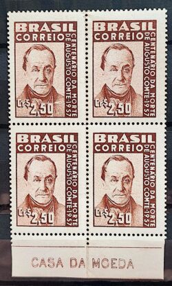 C 395 Selo Centenario Augusto Comte Positivismo Filosofia Personalidade 1957 Quadra CMB 1