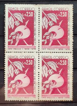 C 400 Selo Centenario Cidade de Ribeirão Preto 1957 Quadra 3