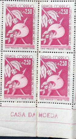 C 400 Selo Centenario Cidade de Ribeirão Preto 1957 Quadra Vinheta CMB