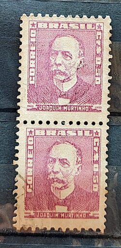 Selo Regular Cod RHM 495a Bisneta Joaquim Murtinho Saude 1954 Dupla Circulado 1