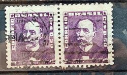 Selo Regular Cod RHM 495c Bisneta Joaquim Murtinho Saude 1954 Dupla Circulado 2