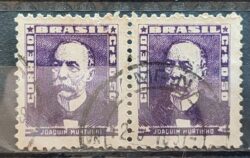 Selo Regular Cod RHM 495c Bisneta Joaquim Murtinho Saude 1954 Dupla Circulado3