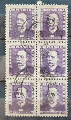 Selo Regular Cod RHM 495c Bisneta Joaquim Murtinho Saude 1954 Sextilha Circulado 2