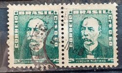 Selo Regular Cod RHM 496 Bisneta Joaquim Murtinho Saude 1954 Dupla Circulado 3